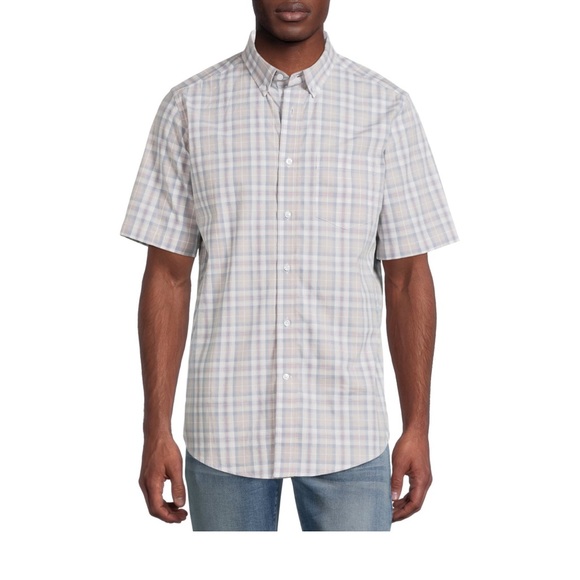 George Men’s short sleeve Stretch Poplin shirt. Color gray plaid - Picture 6 of 8